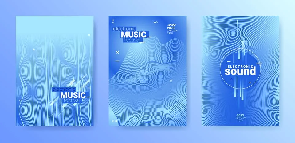 Vector Techno Sound Flyers. Electro Party Cover. Dance Music Poster. Stock Illustration