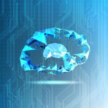 Vector technological abstract brain on circuit background Stock Illustration