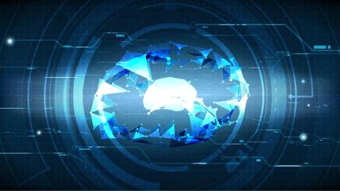 Vector technological abstract brain hud background Stock Illustration