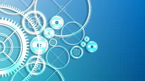 Vector technological gear on grid background Stock Illustration