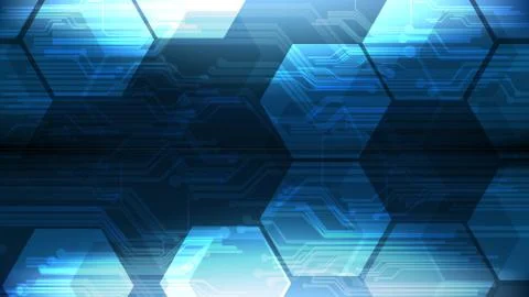 Vector technological hexagon interface circuit background Stock Illustration
