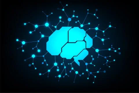 Vector technology in the brain concept is the center of various systems. Ilustração Stock