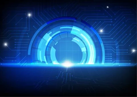 Vector : Technology circle with electronic circuit on blue background Stock Illustration