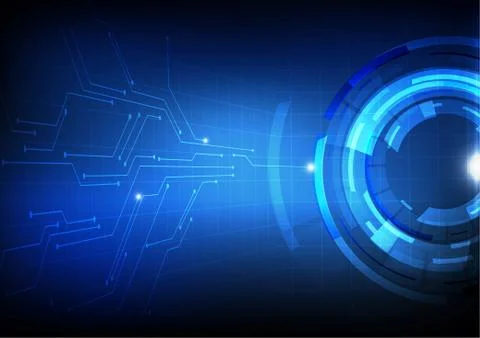 Vector : Technology circle with electronic circuit on blue background Stock Illustration