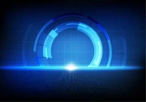 Vector : Technology circle with electronic circuit on blue background Stock Illustration