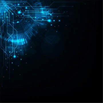 Vector technology circuit design on a dark blue background. Stock Illustration
