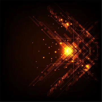 Vector in technology concept on a dark orange background. Stockillustratie