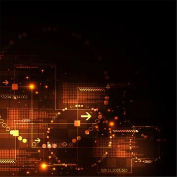 Vector in technology concept on a dark orange background. Stock Illustration