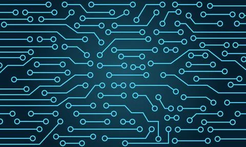 Vector technology design on blue color background. Stockillustratie