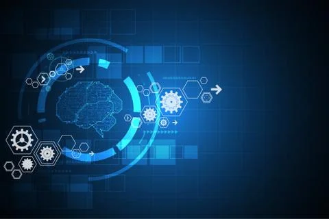 Vector technology electronic brain design. Stock Illustration