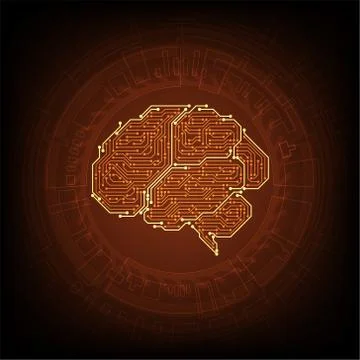 Vector technology electronic brain. Illustrazione stock