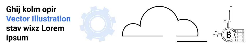 Vector Technology Elements with Cloud, Gear, and Circuit for Tech Themes Stock Illustration