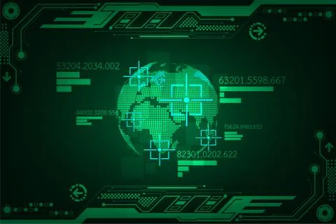 Vector technology in the interface concept to find things on the planet. 스톡 일러스트