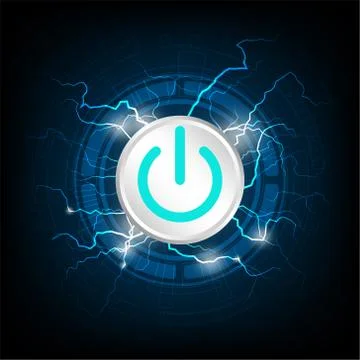 Vector technology power switch on dark blue background. Stockillustratie