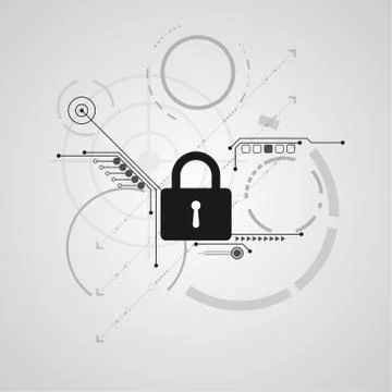 Vector technology security lock design. Ilustração Stock