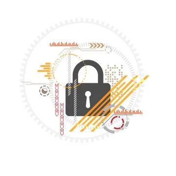Vector technology security lock design. Stock Illustration