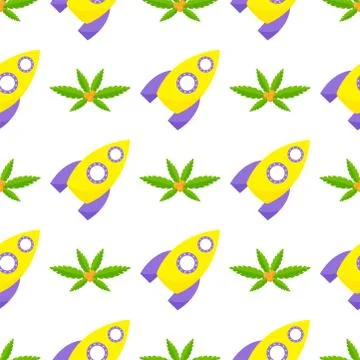 Vector technology ship rocket cartoon seamless pattern innovation product and Stock Illustration