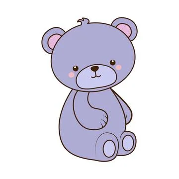 Vector teddy bear looks ahead icon. Vector purple bear with rosy cheeks and ears Stock Illustration