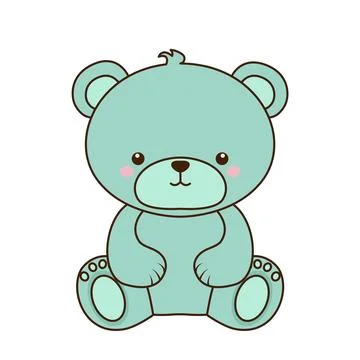 Vector Teddy bear sitting in an empty room icon. Vector bear alone in the child Stock Illustration