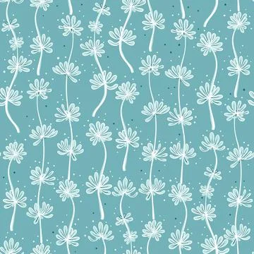 Vector teel light green flower seamless pattern print background. Stock Illustration