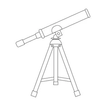 Vector Telescope Icon. Silhouette of telescope. Outline icon. Vector. Stock Illustration