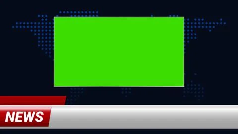 Vector television news layout with blank chroma screen, lower third banner an 스톡 일러스트