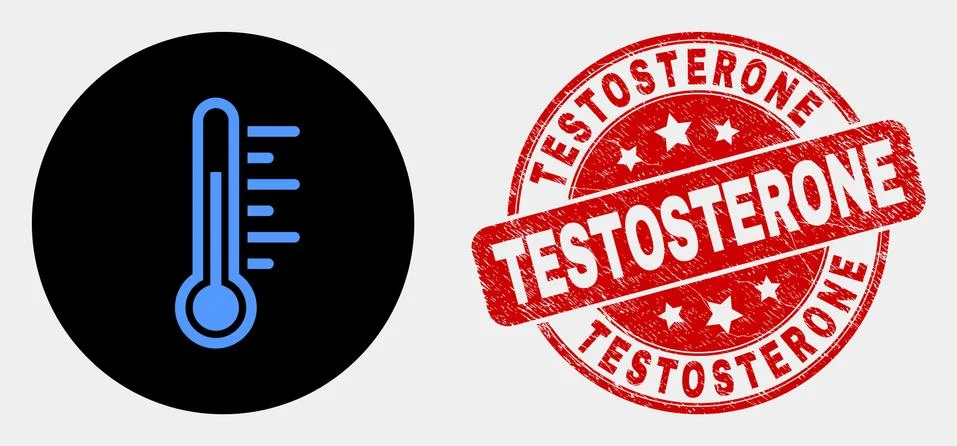Vector Temperature Icon and Scratched Testosterone Stamp Seal Stock-Illustration
