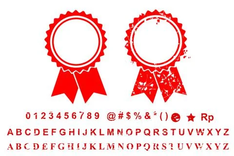 Vector Template 2 Different Style Blank Red Rust Circle with Ribbon Stamp, nu Stock Illustration