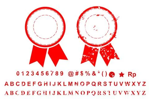 Vector Template 2 Different Style Blank Red Rust Circle with Ribbon Stamp, nu Stock Illustration