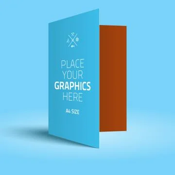 Vector template A4 folder, placed in interior. Mock-up for your designs. Stock Illustration