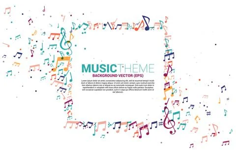 Vector template banner and poster colorful music melody note dancing flow . C Stock Illustration