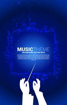 Vector template banner and poster Conductor hand with music melody note danci Illustrazione stock
