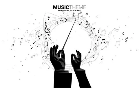 Vector template banner and poster Conductor hand with music melody note danci Stock Illustration