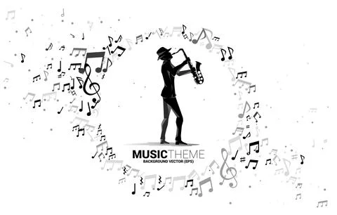 Vector template banner and poster music melody note dancing flow with man and Stock Illustration