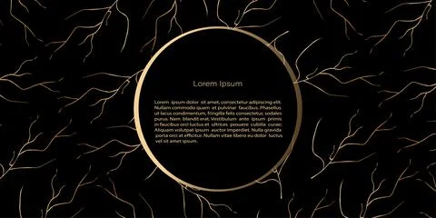 Vector  Template, banner with golden branches on black background, copy space Stock Illustration