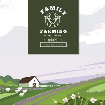 Vector template of a banner or first screen for a landing page with a logo and Illustrazione stock