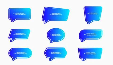 Vector template of blue bubble shapes for quotes with a white stroke. Stock Illustration