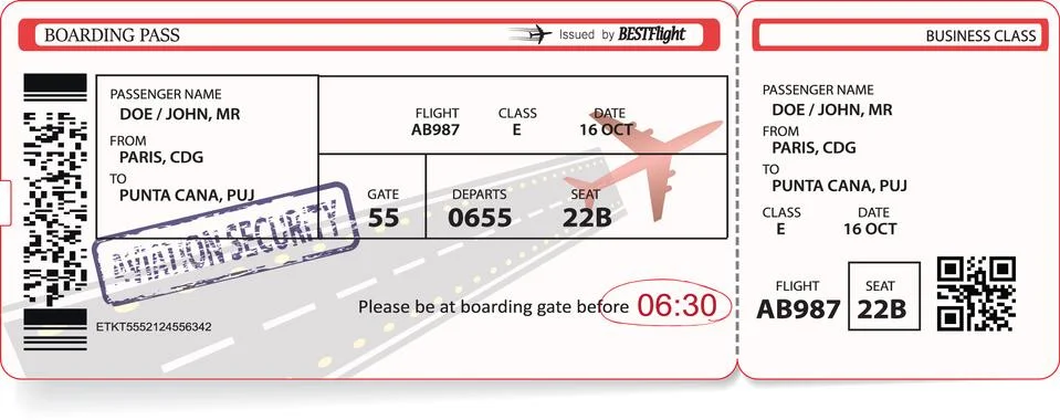 Vector template of boarding pass tickets Stock Illustration
