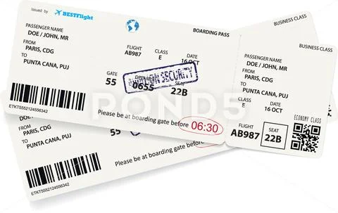 Vector template of boarding pass tickets Stock Illustration
