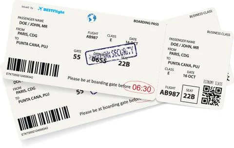 Vector template of boarding pass tickets Stock Illustration