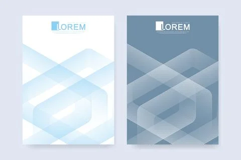 Vector template for brochure or cover with abstract hexagon lines. Modern layout Stock Illustration