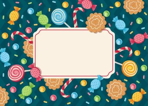 Vector template card with candies Stock Illustration