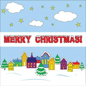 Vector template for Christmas card. Stock Illustration