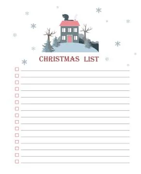 Vector template for Christmas to do list with flat winter landscape Stock Illustration