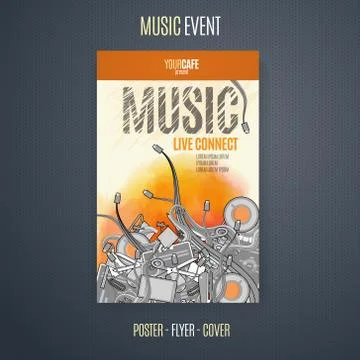 Vector template for a concert poster or a flyer featuring an music event Stock Illustration