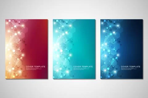 Vector template for cover or brochure, with molecules background and neural Stock Illustration