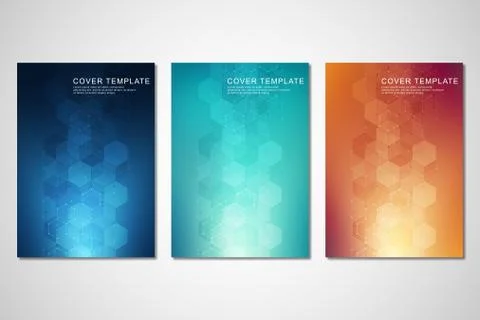 Vector template for cover or brochure, with hexagons pattern and technological Stock Illustration