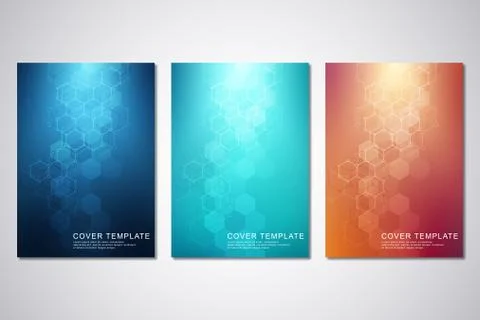 Vector template for cover or brochure, with hexagons pattern and technological Stock Illustration