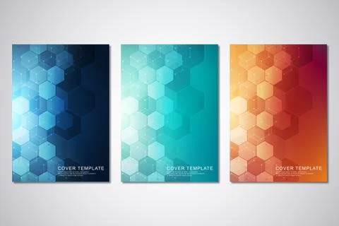 Vector template for cover or brochure, with hexagons pattern and technological Stock Illustration