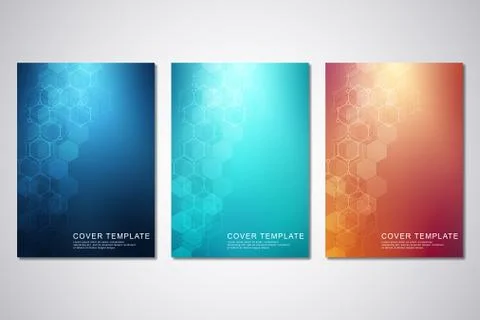 Vector template for cover or brochure, with hexagons pattern and technological Stock Illustration
